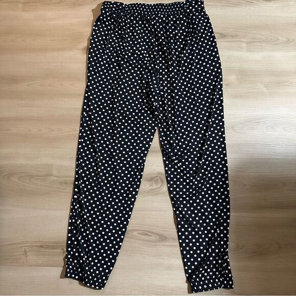 Lands' End Black and White Polka Dotted Slinky Pants Size Medium 10-12 - Picture 9 of 10